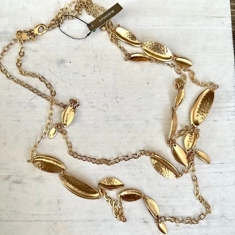 Chico’s gold tone Hera multi chain necklace NWT
